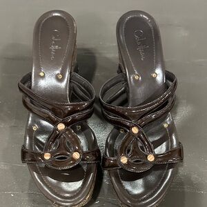 Cole Haan Dark Brown Patent Wedges